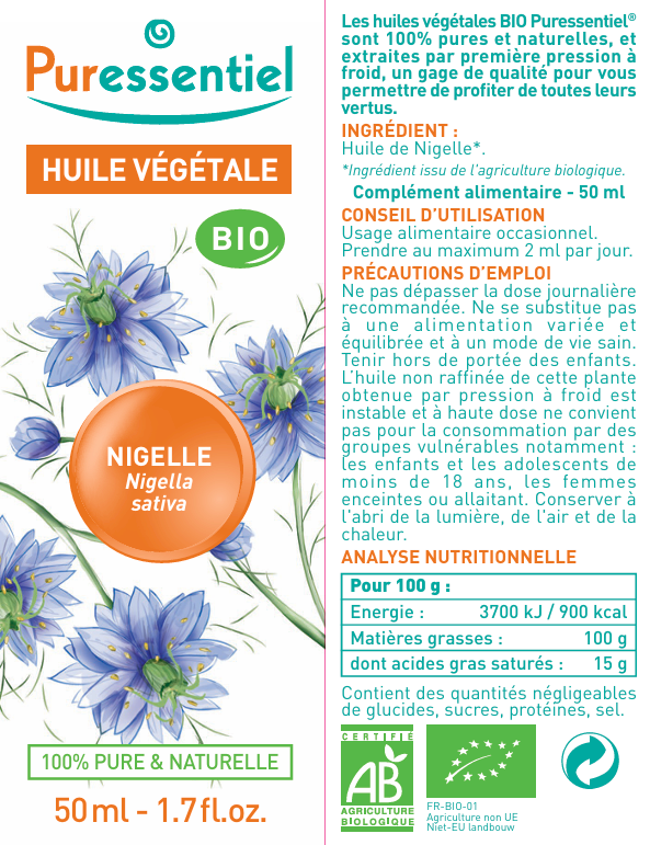 Puressentiel Huile Végétale BIO Nigelle
