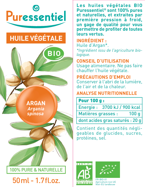Puressentiel Huile Végétale BIO Argan
