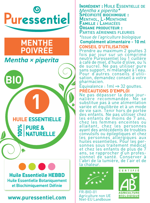 Puressentiel huile essentielle Menthe Poivrée 10 ml