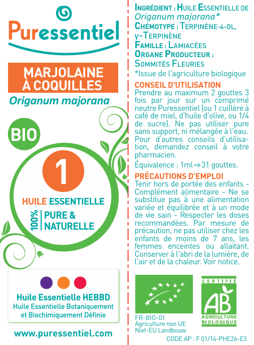 Puressentiel huile essentielle Marjolaine à Coquilles 5 ml