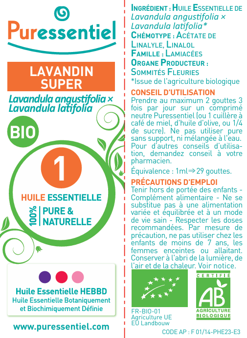 Puressentiel huile essentielle Lavandin Super BIO 10 ml