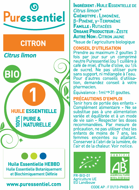 Puressentiel huile essentielle Citron 10 ml