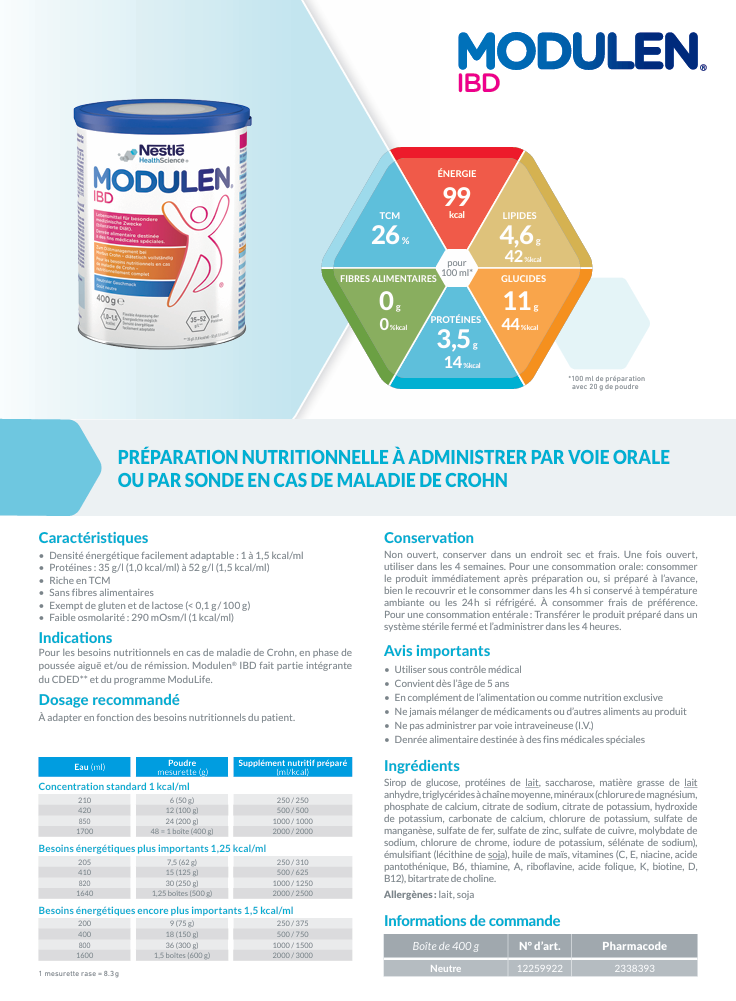 Modulen IBD Pot 400 g Nestlé | Pharmaglobe.lu