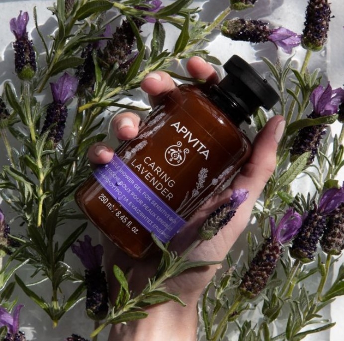 apivita-gel-douche-caring-lavander-flacon-250-ml-doux-peaux-sensibles-achat-produit-promotion-vente-meilleur-prix-avis-parapharmacie-pharmacie