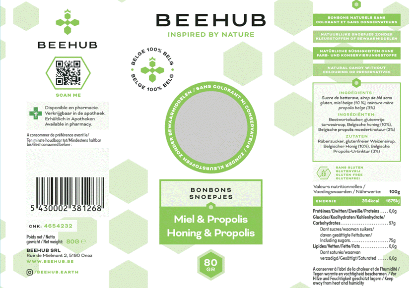 beehub-bonbons-miel-propolis-sachet-80g-livraison-etiquette-pharmacie-en-ligne-meilleur-prix-luxembourg-kaufen-pharmaglobe