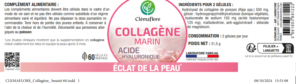 collagene-marin-acide-hyaluronique-boite-60-gelules-clemaflore-adp-laboratoire-complement-alimentaire-etiquette-avis-pharmaglobe.lu
