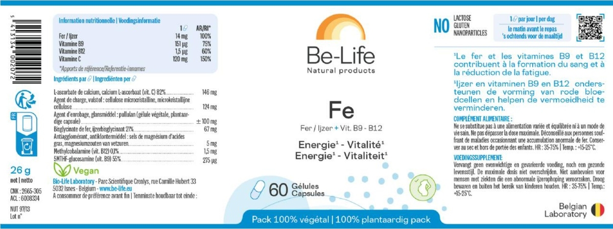 fe-60-gelules-be-life-fer-promotion-achat-commande-prix-parapharmacie