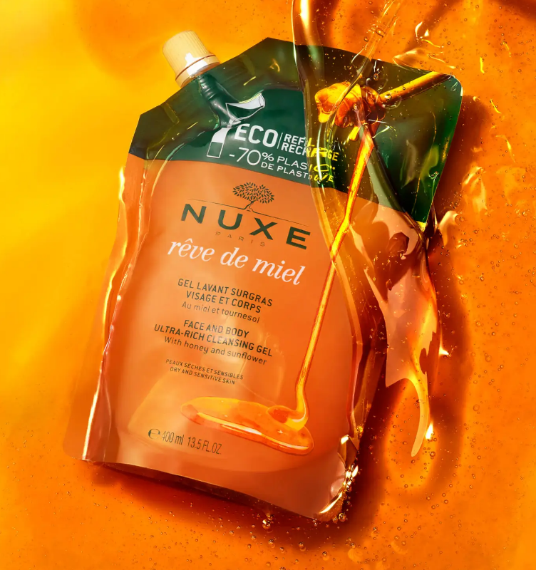 nuxe-reve-de-miel-eco-recharge-gel-lavant-surgras-visage-corps-sachet-400ml-douche-peaux-seches-sensibles-produit-promo-vente-prix-web-avis-pharmacie-en-ligne-luxembourg-pharmaglobe.lu