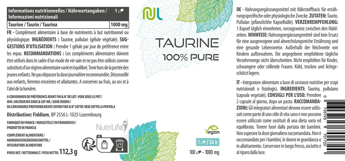 taurine-100-pure-100-gelules-nutrilife-acide-amine-complement-alimentaire-promotion-achat-commande-avis-parapharmacie