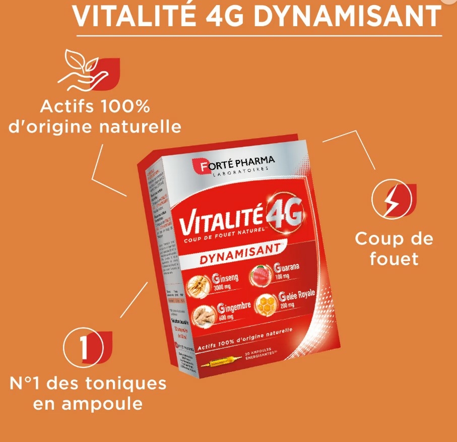 Vitalit 4G Dynamisant 30 Ampoules Fort Pharma Pharmaglobe lu