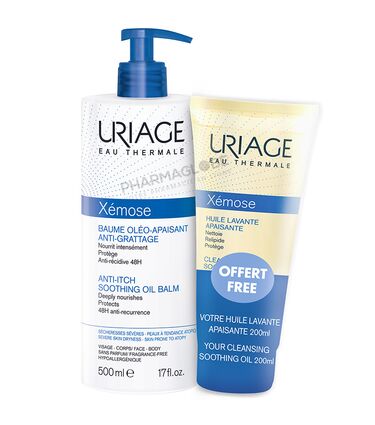 URIAGE-XEMOSE-BAUME-500-ML-plus-HUILE-LAVANTE-200-ML-secheresse-severe-pharmaglobe.lu