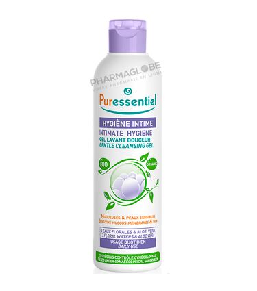 PURESSENTIEL-HYGIENE-INTIME-GEL-LAVANT-BIO-250-ML-muqueuse-peau-sensible-pharmaglobe.lu