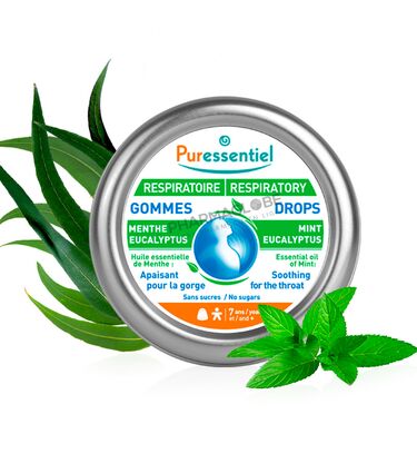 PURESSENTIEL-RESPIR-GOMMES-ADOUCISSANTES-45-G-huiles-essentielles-menthe-eucalyptus-apaisant-gorge-sans-sucre-pharmaglobe.lu