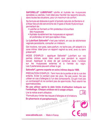 SAFORELLE-LUBRIFIANT-15-UNIDOSES-inconfort-sexuel-aloe-vera-acide-hyaluronique-hydrate-lubrifie-iprad-utilisation-pharmaglobe.lu