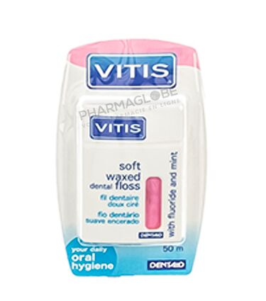 VITIS-FLOSS-ROSE-WAXED-EXPAND-Fluor-Menthe-50-M-dentaid-ref-1650-nettoyage-espaces-interdentaires-minuscules-boite-pharmaglobe.lu