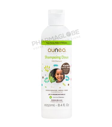 AUNEA-SHAMPOING-DOUX-des-3-ans-cheveux-boucles-crepus-frises-pharmaglobe.lu