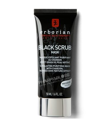 ERBORIAN-BLACK-SCRUB-50-ML-masque-exfoliant-purifiant-charbon-tube-pharmaglobe.lu