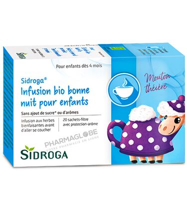 SIDROGA-BIO-KINDER-GUTE-NACHT-TEE-20-SACHETS-filtres-infusion-bio-pour-sommeil-enfant-tisane-bonne-nuit-pharmaglobe.lu