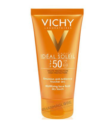 VICHY-Ideal-Soleil-EMULSION-DRY-TOUCH-SPF50-50-ML-protection-solaire-anti-brillance-toucher-sec-pharmaglobe.lu