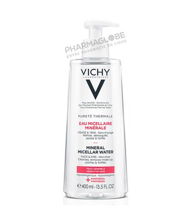 VICHY-PURETE-THERMALE-EAU-MICELLAIRE-PEAU-SENSIBLE-400ML-demaquille-visage-yeux-pharmaglobe.lu