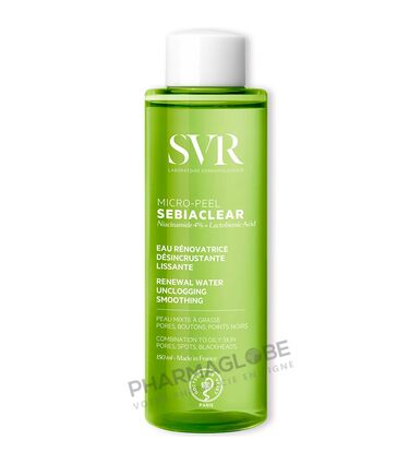 SVR-SEBIACLEAR-MICROPEEL-150-ML-eau-lotion-renovatrice-lissante-desincrustrante-peau-mixte-grasse-avec-imperfections-pharmaglobe.lu