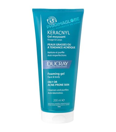 DUCRAY-KERACNYL-GEL-MOUSSANT-200-ML-NF-anti-imperfection-visage-et-corps-nettoyer-purifier-peaux-grasses-acne-pharmaglobe.lu