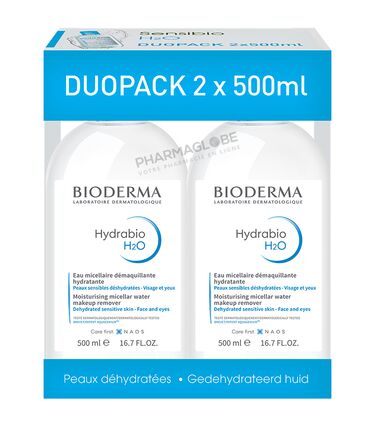 BIODERMA-HYDRABIO-H2O-SOLUTION-MICELLAIRE-LOT-2-flacons-500-ML-eau-micellaire-demaquillante-hydratante-visage-et-yeux-promo-duopack-pharmaglobe.lu