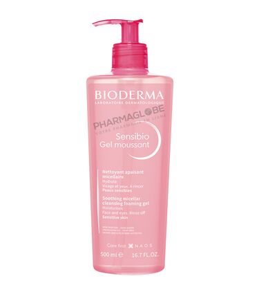 BIODERMA-SENSIBIO-GEL-MOUSSANT-500-ML-nettoyer-apaiser-hydrater-demaquiller-visage-et-yeux-peau-sensible-pharmaglobe.lu