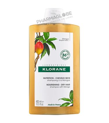 KLORANE-SHAMPOOING-MANGUE-400 ML-nutririon-cheveux-secs-pharmaglobe
