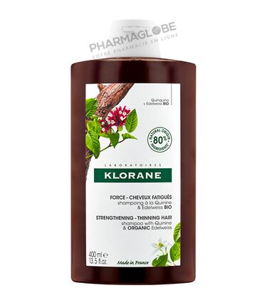 KLORANE-SHAMPOOING-QUININE-et-EDELWEISS-BIO-400-ML-donner-force-aux-cheveux-affines-pharmaglobe.lu