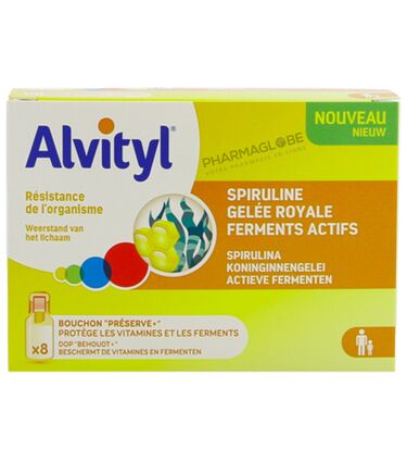 Alvityl-Résistance-de-l-organisme-8-Fioles-10ml-Spiruline-Gelée-Royale-Ferments-Actifs-immunite-pharmaglobe.lu