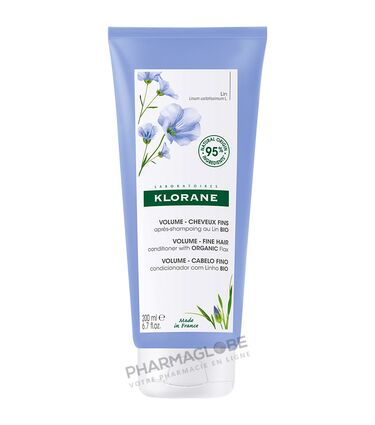 KLORANE-APRES-SHAMPOING-LIN-BIO-200ML-donner-volume-cheveux-fins-pharmaglobe.lu