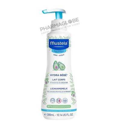 MUSTELA-PEAU-NORMALE-HYDRA-BEBE-LAIT-CORPS-300-ML-hydrate-bebe-enfant-des-la-naissance-pharmaglobe.lu