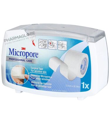 3M-Micropore-Geant-Sparadrap-Microporeux-Non-Tisse-En-Devidoir-Blanc-25mm-par-9.14-m-pour-peaux-sensibles-pharmaglobe.lu