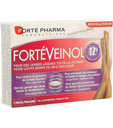 FortéVeinol-12h-30-Comprimes-Jambes-Lourdes-Forte-pharma-pharmaglobe.lu