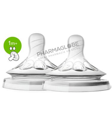 Philips-Avent-2-Tétines-Natural-2.0-Slow-2-Trous-debit-lent-pharmaglobe,lu