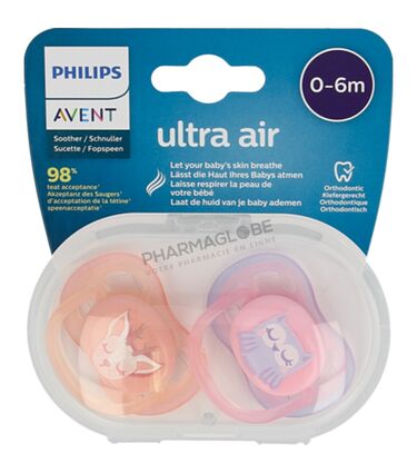 Philips-Avent-Sucette-Ultra-Air-Bébé-0-6-Mois-New-Berry-Girl-boite-pharmaglobe,lu