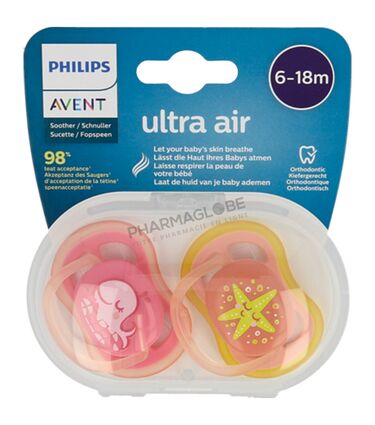 Philips-Avent-Sucette-Ultra-Air-Bébé-6-18-Mois-New-Berry-Girl-fille-pharmaglobe,lu