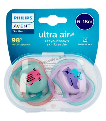 Philips-Avent-Sucette-Ultra-Air-Bébé-plus-6-Mois-Chat-Ours-jusqu-a-18-mois-boite-pharmaglobe.lu