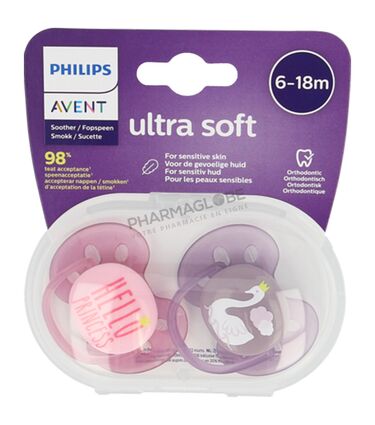 Philips-Avent-Sucette-Ultra-Soft-Ultra-Douce-6-18-Mois-Deco-Girl-boite-pharmaglobe,lu