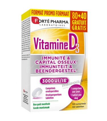 VITAMINE-D3-3000-80+40-GRATUITS-120-COMPRIMES-Forte-pharma-pharmaglobe.lu