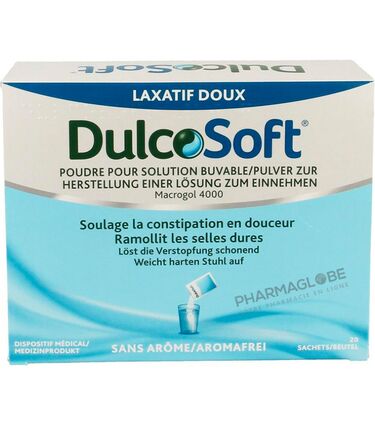 DulcoSoft-Poudre-pour-Solution-Buvable-Macrogol-4000-10g-20-Sachets-Constipation-Selles-Dures-laxatif-doux-pharmaglobe.lu