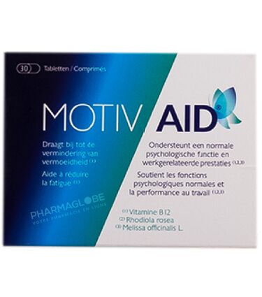 Motiv-Aid-30-comprimés-Will-Pharma-complement-alimentaires-reduire-fatigue-fonctions-psychologiques-normales-performance-travail-vitamine-B-melisse-rhodiola-pharmaglobe.lu