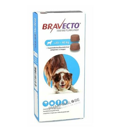 bravecto-1000-mg-boite-2-comprimes-a-croquer-chiens-grand-taille-20-40-kg-medicament-veterinaire-pharmacie-pharmaglobe.lu