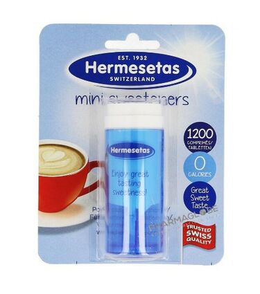 hermesetas-boite-1200-comprimes-mini-sweeteners-hermes-melisana-educolorant-base-saccharine-pharmacie-pharmaglobe.lu