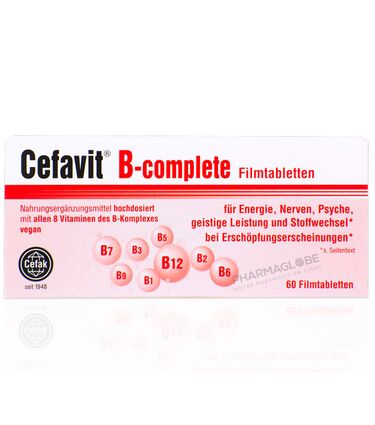 CEFAVIT-B-COMPLETE-FILMTABLETTEN-60-Comprimes-Cefak-vitamines-B-vegan-pharmaglobe.lu