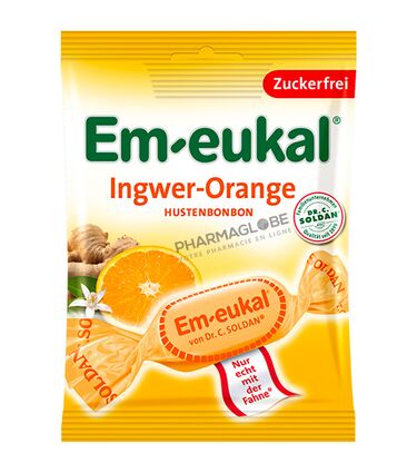Em-eukal-Ingwer-Orange-Zuckerfrei-Sachet-75-g-Bonbons-Gingembre-Orange-Contre-Toux-Sans-Sucre-pharmaglobe.lu