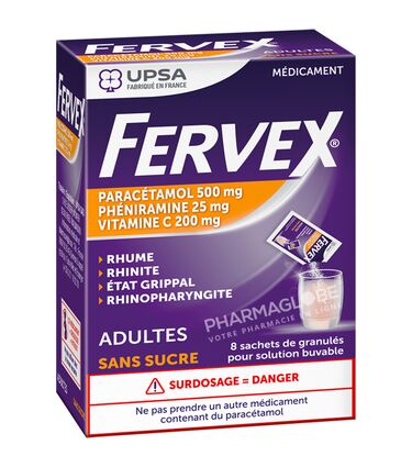 FERVEX-SANS-SUCRE-ADULTES-8-SACHETS-rhume-rhinite-etat-grippal-rhinopharyngite-paracetamol-pheniramine-vitamine-C-pharmaglobe.lu
