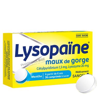 LYSOPAINE-2 -tubes-de-18-Comprimes-a-sucer-maux-de-gorge-pharmaglobe.lu