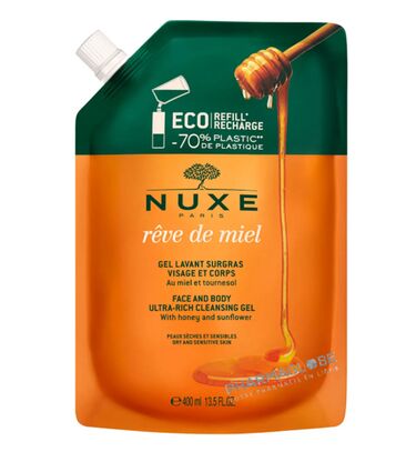 nuxe-reve-de-miel-recharge-gel-lavant-surgras-visage-corps-sachet-400ml-douche-peaux-seches-sensibles-pharmacie-pharmaglobe.lu